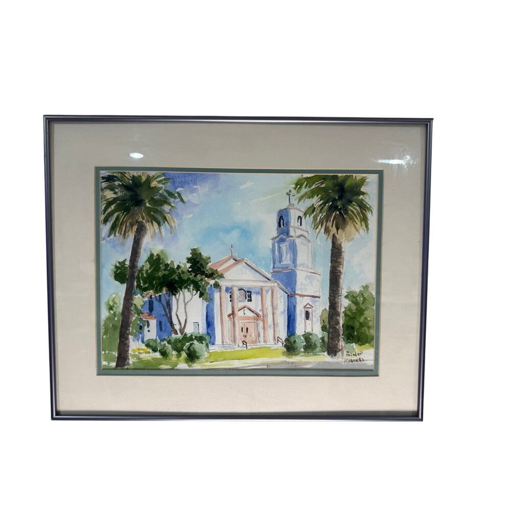 Mister Roberts Original Watercolor Church Painting Framed